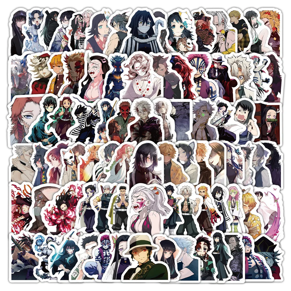 103pcs Set Anime Demon Slayer Series Kamado Nezuko Zenitsu Inosuke Tomioka Giyuu Muichirou Figures Stickers Decoration Fans Gift