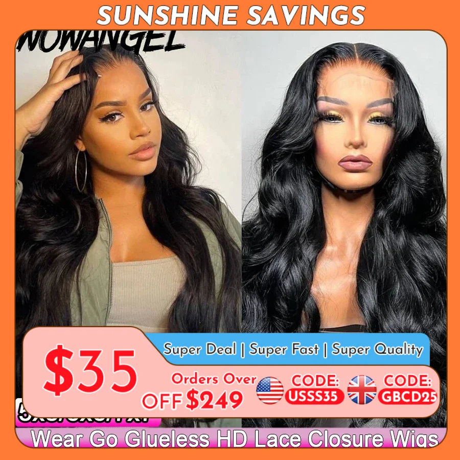 Wow Angel Glueless 250% Real HD Lace Closure Wigs 7X7/6x6/5X5 HD Closure Wig Body Wave Pre Plucked Human Hair Wigs For Women