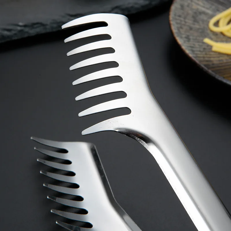 9/12/14 Inches 304 Stainless Steel Pasta Tongs Food Clip Steak Bread BBQ Meat Salad Picnic Party Kitchen Baking Cooking Tools