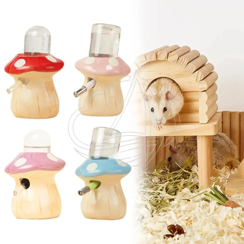 

Hamster Water Bottle Mushroom Shape Drinking Easy to Clean with Stand for Hamsters Chinchilla Small Animals Mice Rat