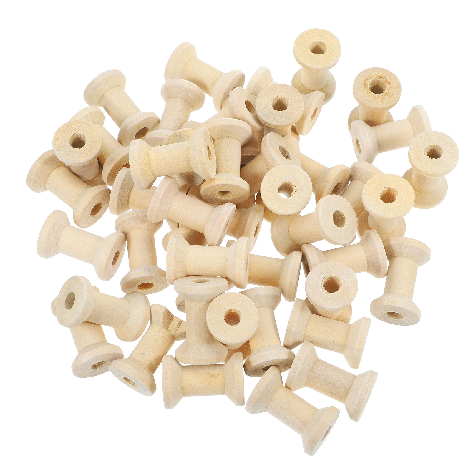 

100pcs Wooden Spools Wire Winding Bobbins Yarn Weaving Thread Holders Desktop Crochet Accessories Sewing Tools