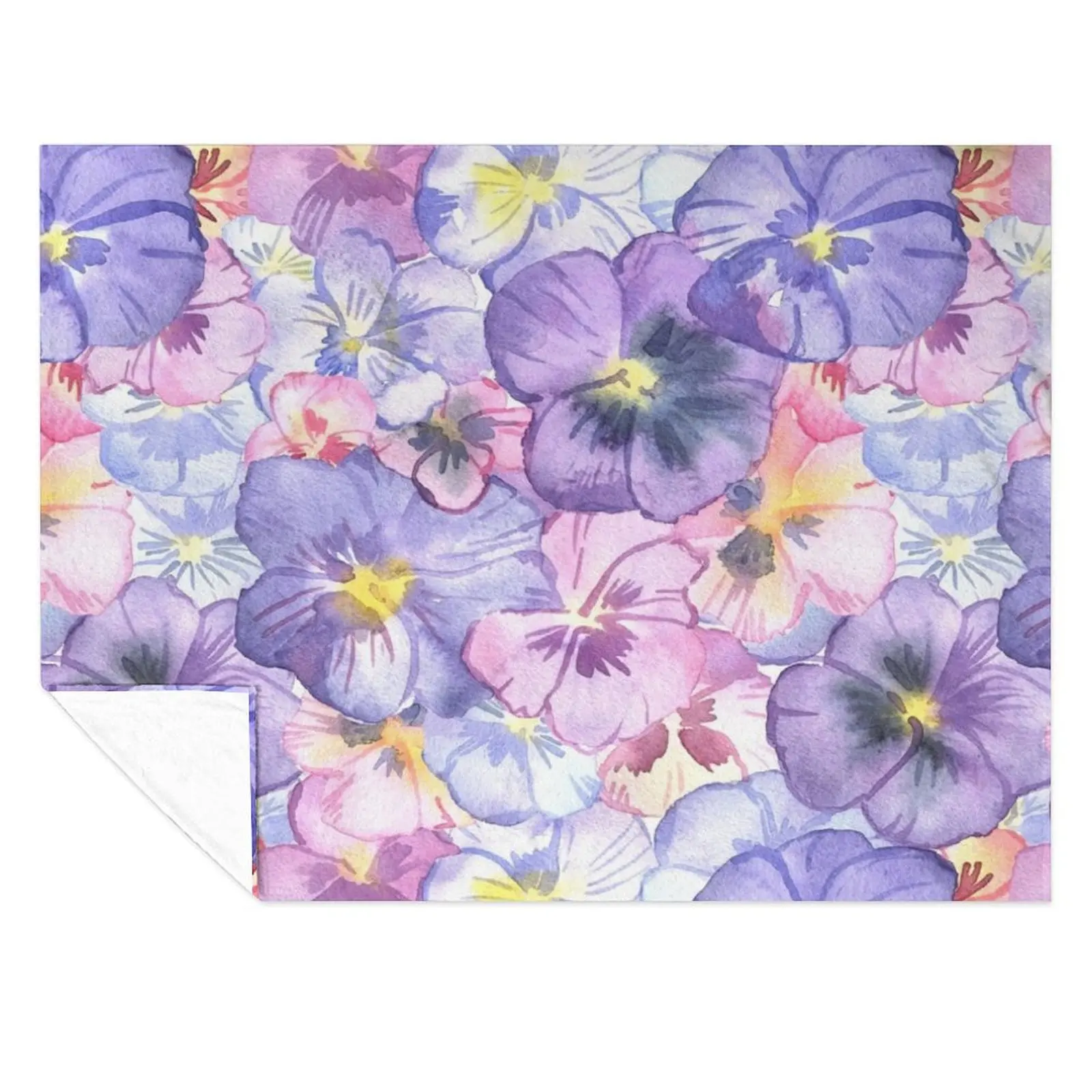 

Watercolor Pansy Flowers Throw Blanket Summer Beddings Decorative Beds Thermals For Travel Blankets
