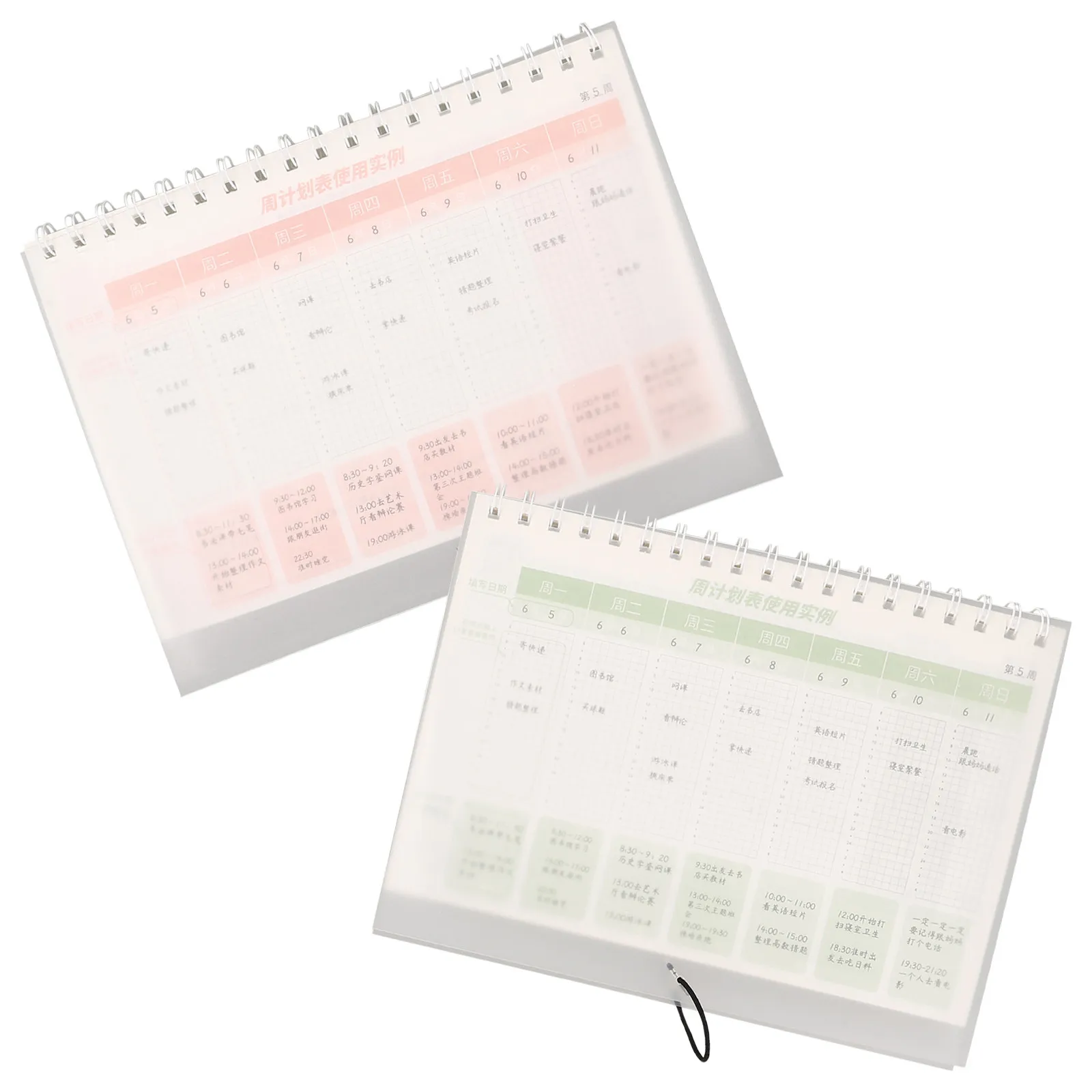 2pcs-weekly-planner-notebook-standup-spiral-binding-self-discipline-tracker-study-organizer-undated-daily-weekly-goals