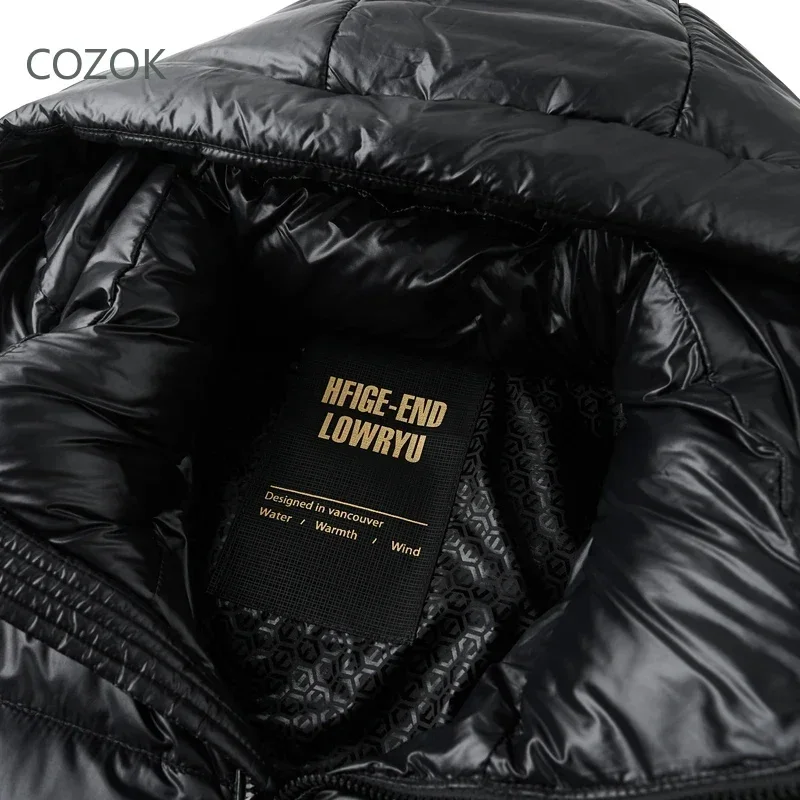 COZOK Men's Winter 2025 New Thickened Jacket Down Hooded Casual Luxury Goose Filled Warm Designer Clothing Outerwear