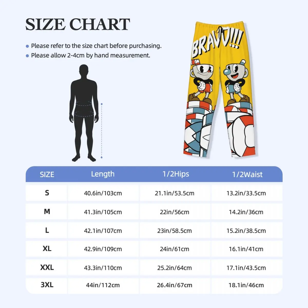 مخصص مطبوعة الرجال Cuphead و Mugman بيجامة السراويل أنيمي لعبة ملابس خاصة صالة النوم قيعان مع جيوب