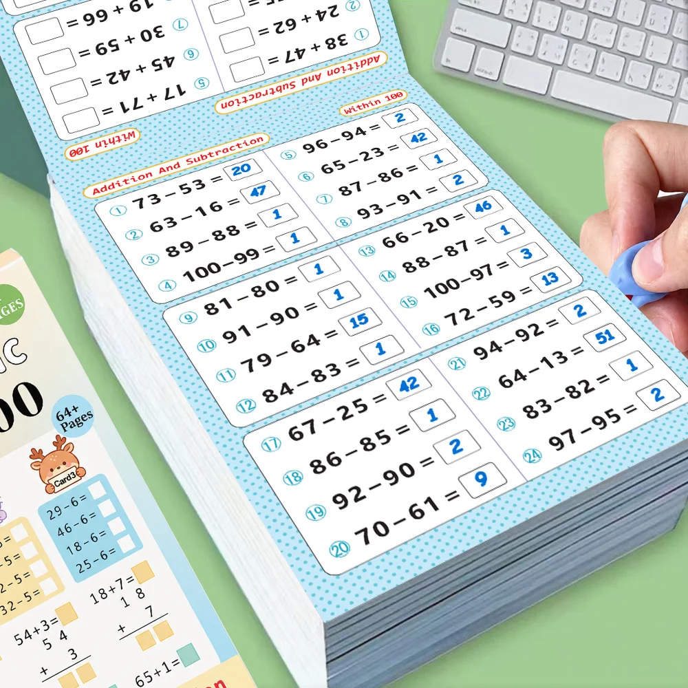 64+ Page Math Workbook: Addition & Subtraction Within 100 – Perfect for Home Learning