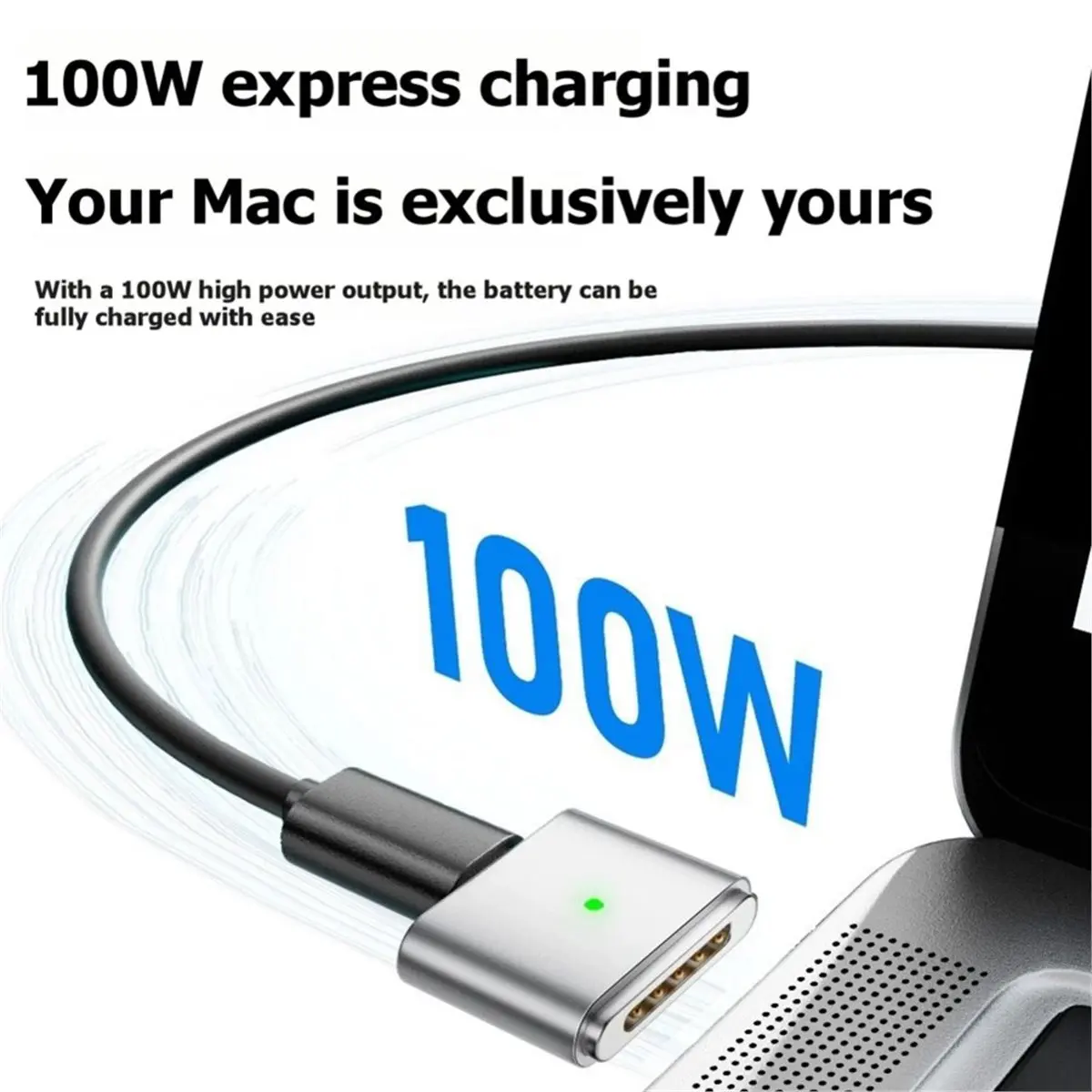 Magnetic USB Type-C to for 3 PD100W 20V 5A Charger Adapter for Book Lapgop /Pro M1/M2/M3/ A