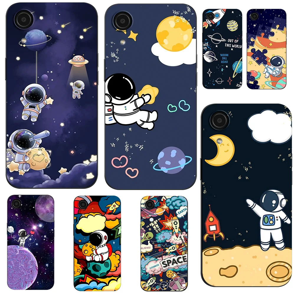 For Samsung Galaxy A03 Core Case SM-A032F A032F A03Core Phone Back Cover Silicone Soft black tpu case Cartoon Astronaut