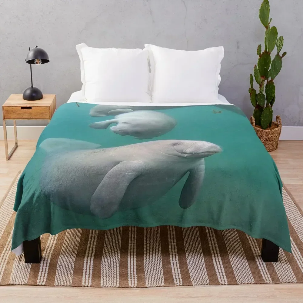 

Manatees at play Throw Blanket Fuzzy Plush Throw Blanket for Sofa Chair
