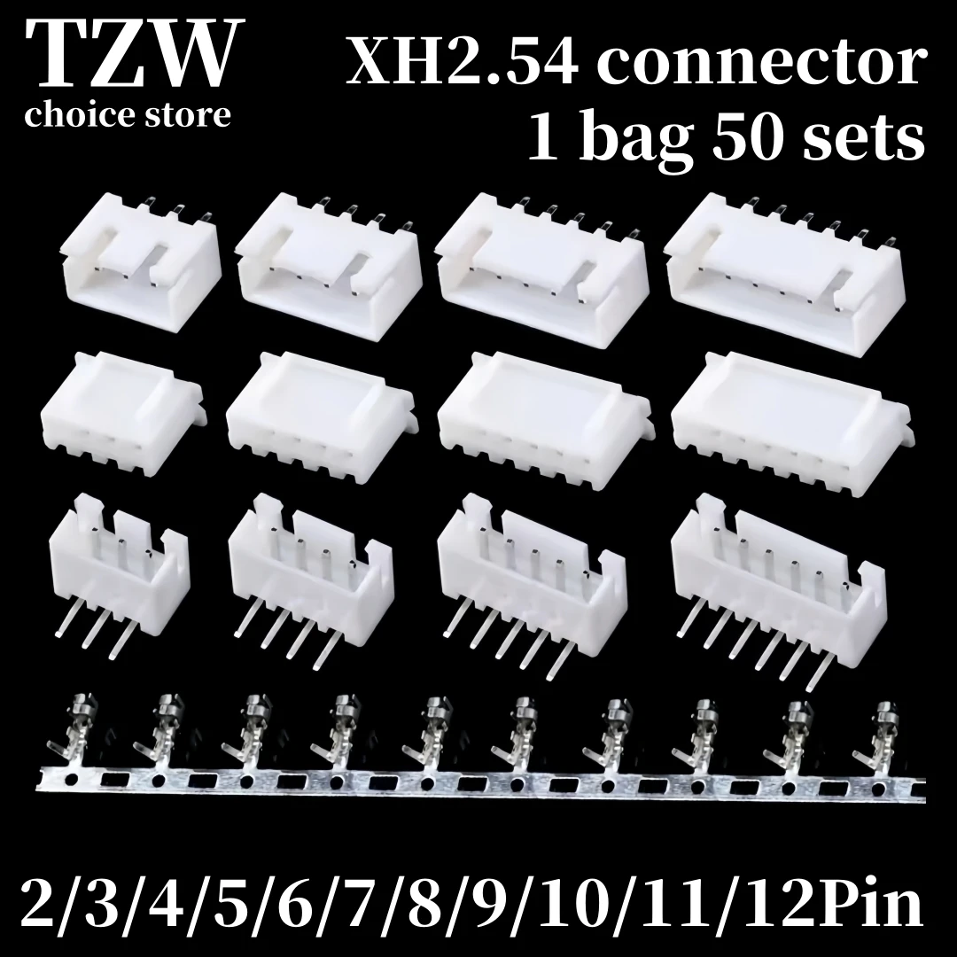 JST XH2.54 2/3/4/5 Pin Terminals Plastic Shell Male Plug + Female Socket Wire Connector XH 2.54 2P 3P 4P 5P 6P 7P 8P 9P 10P 12P