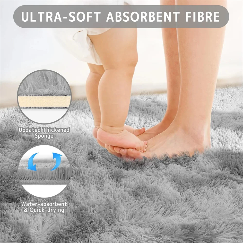 سجادة منطقة لغرفة المعيشة، سجادة Brochao 5ft x 8ft Ultra Shag Area سجادة منفوشة ناعمة غامضة غير قابلة للانزلاق لديكور المنزل باللون الرمادي