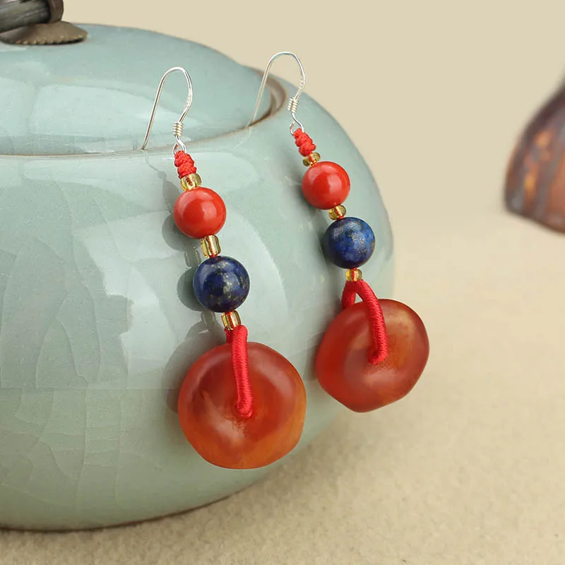 DIY accessories Ethnic style imitation beeswax S925 Tremella hook earrings temperament literary and retro earrings women's antiq