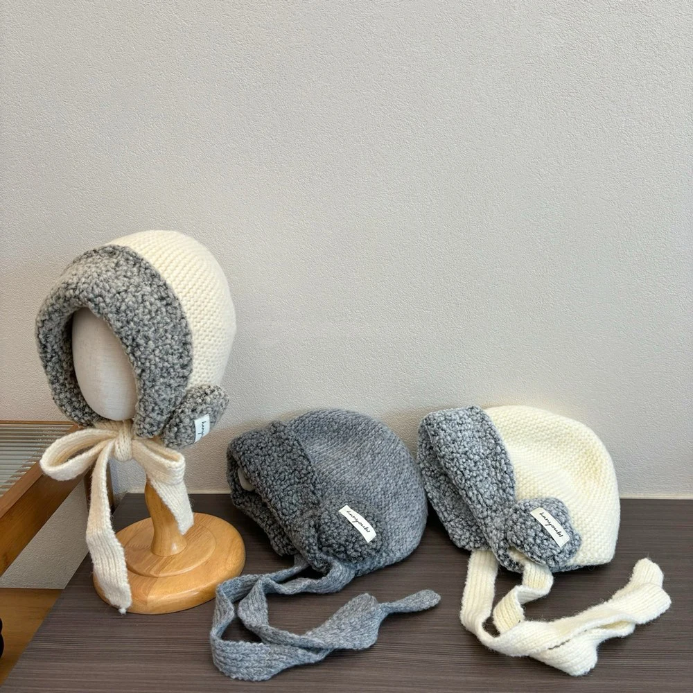 

Winter Children's Color Blocking Fleece Padded Knit Hat Thicken Baby Boys and Girls Warm Ear Protection Cap