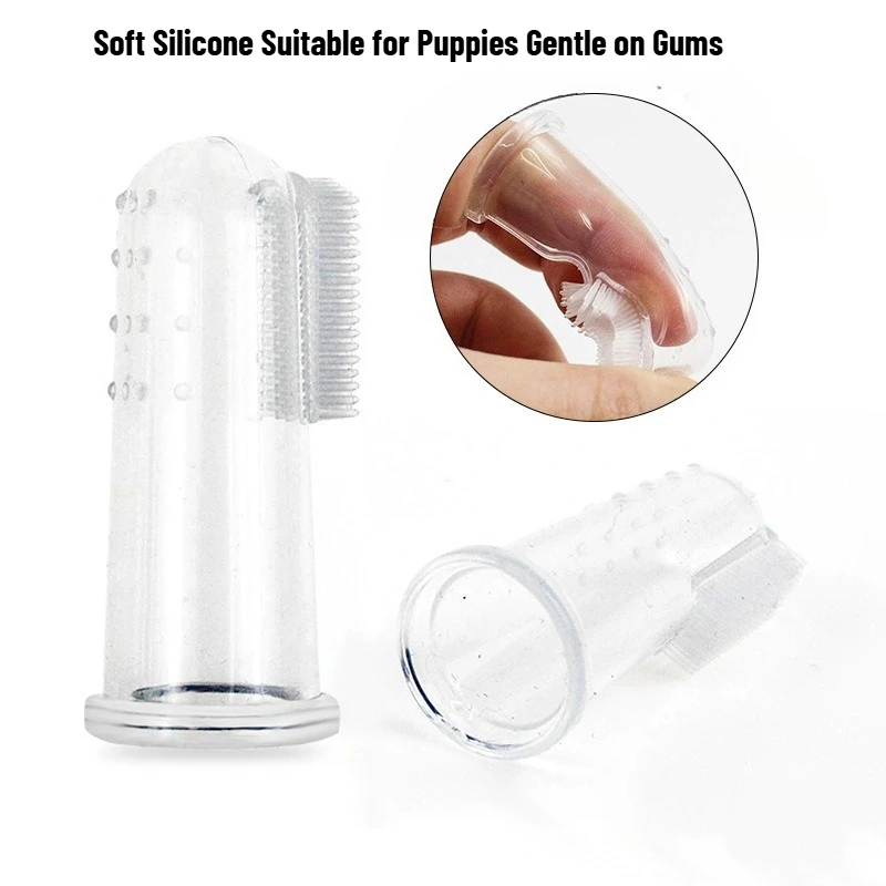 Pet Finger Toothbrush Silicone Finger Sleeve Brush Dog Cat Oral Teeth Cleaning Grooming Portable Home Soft Hygiene Care Tool