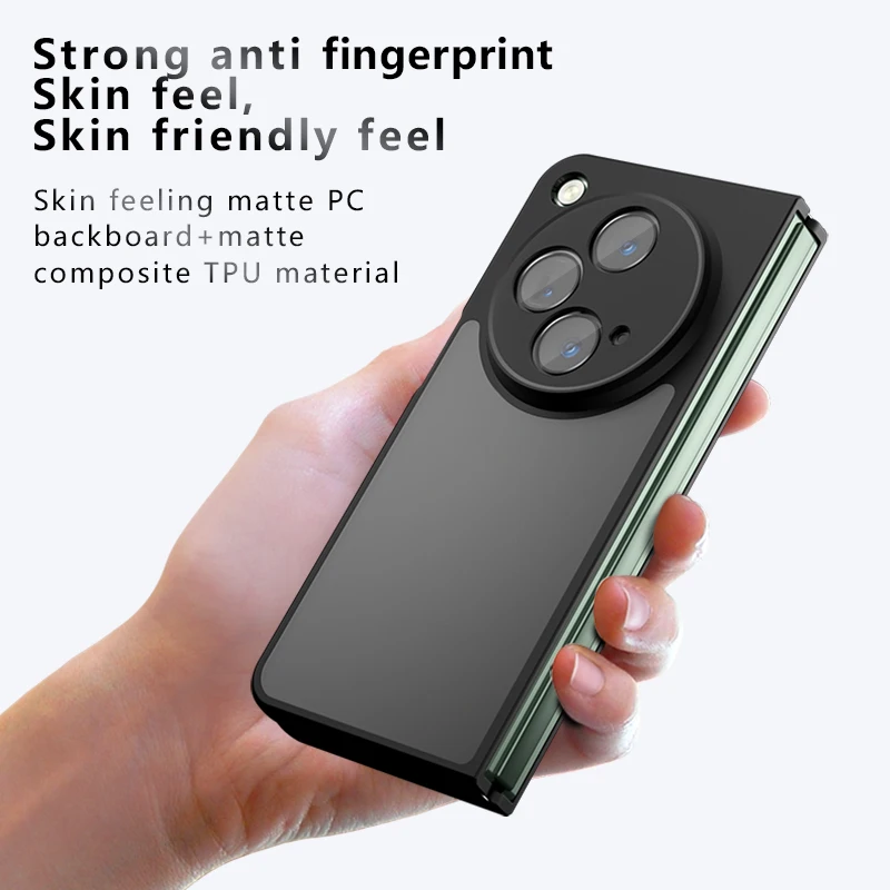 For OnePlus Open,OPPO Find N3 Case Shockproof Frosted Skin Feel Matte PC+TPU Anti-fingerprint Transparent Folding Cover