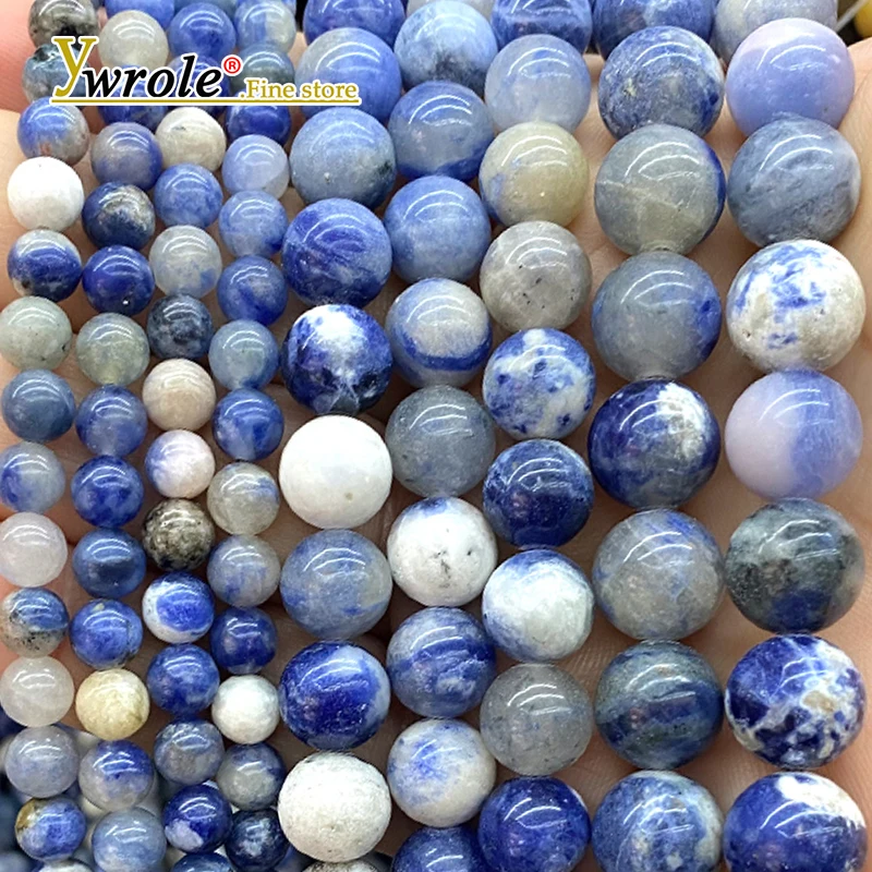 

4-12MM Natural Stone Blue Sodalite Loose Round Spacer Beads for Jewelry Making DIY Bracelets Earrings Charms Accessories 15''
