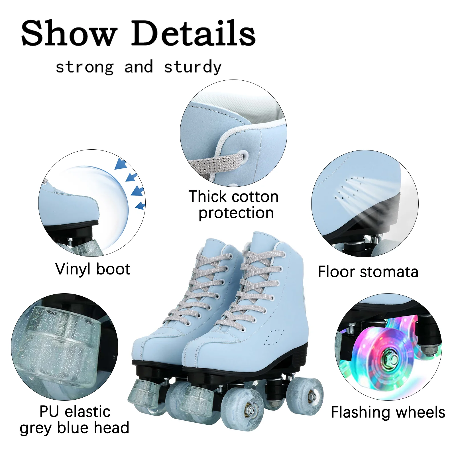 Adult Quad Roller Skate Shoes For Women Flashing 4 Wheels Skates Beginner Kids Girls Outdoor Skating Sneakers Children Gift Blue