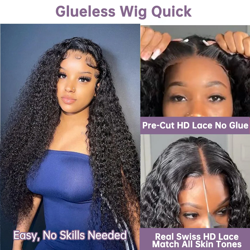 250% Deep Wave Glueless Wig Human Hair Ready To Go Water Wave Brazilian 7x5 13x4 Lace Front Human Hair Wigs PrePlucked For Women