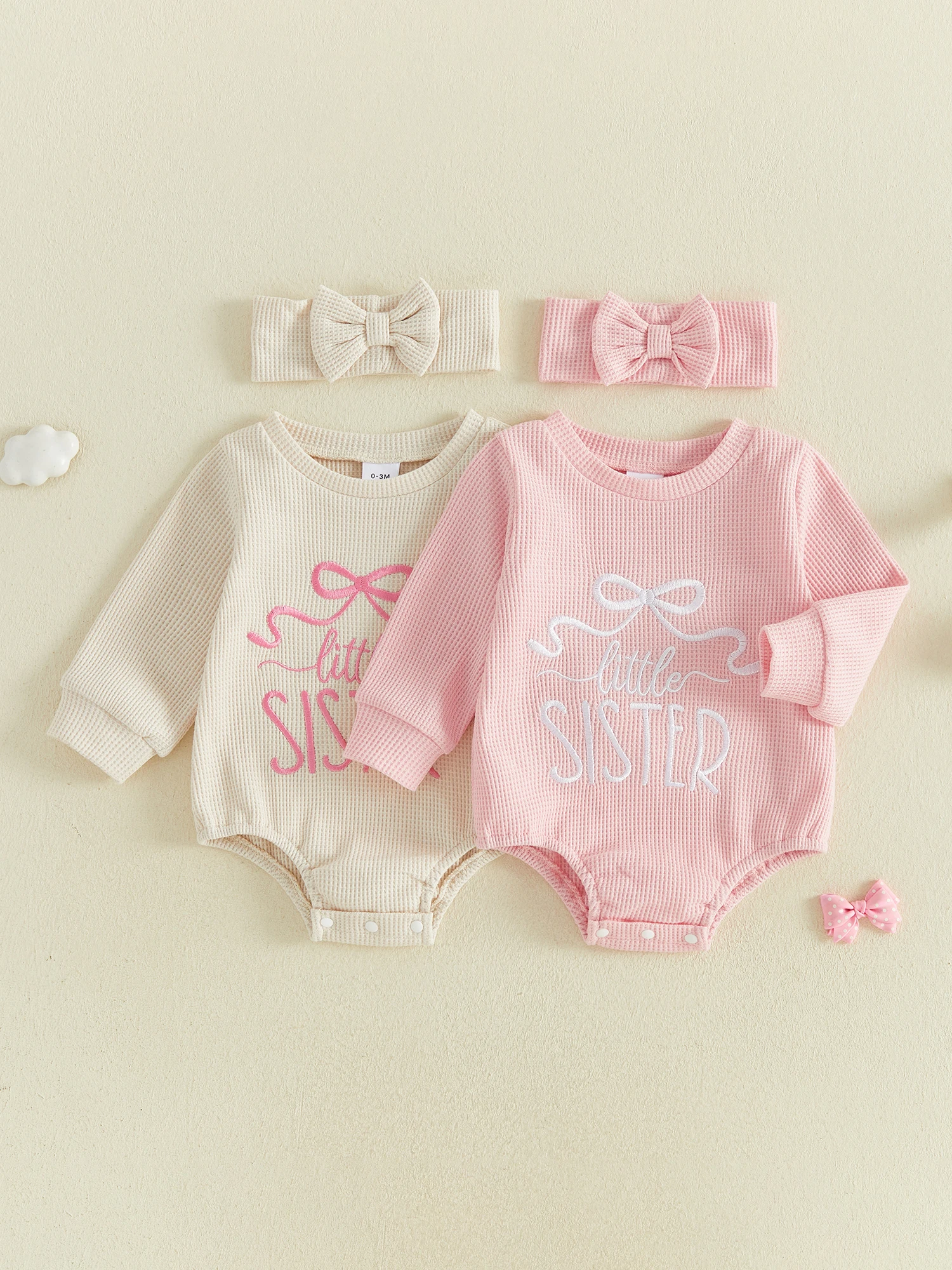 Embroidery Bodysuit Girls Waffle Sweatshirt Letter Embroidery Bodysuit Embroidery Waffle Waffle Sweatshirt Romper