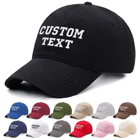 Custom Text Embroidery Baseball Cap  For Women Men Vintage Washed Cotton Dad Hats Snapback Cap Wholesale Dropshipping
