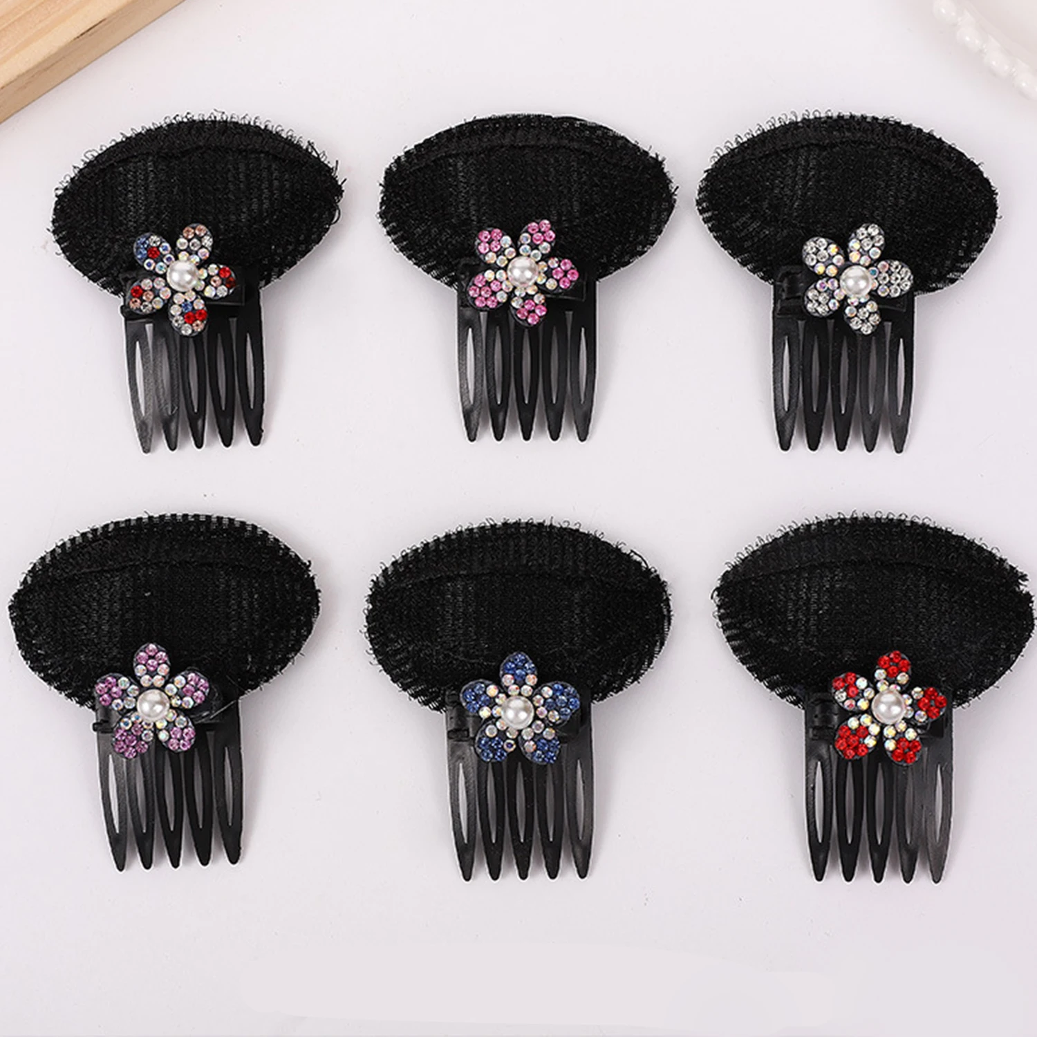 1 PC Rhinestone Invisible Fluffy Sponge Hair Clip Front Hair Line Volume Base Puff Cushion Hair Bun Hair Styling Hair Hairpin