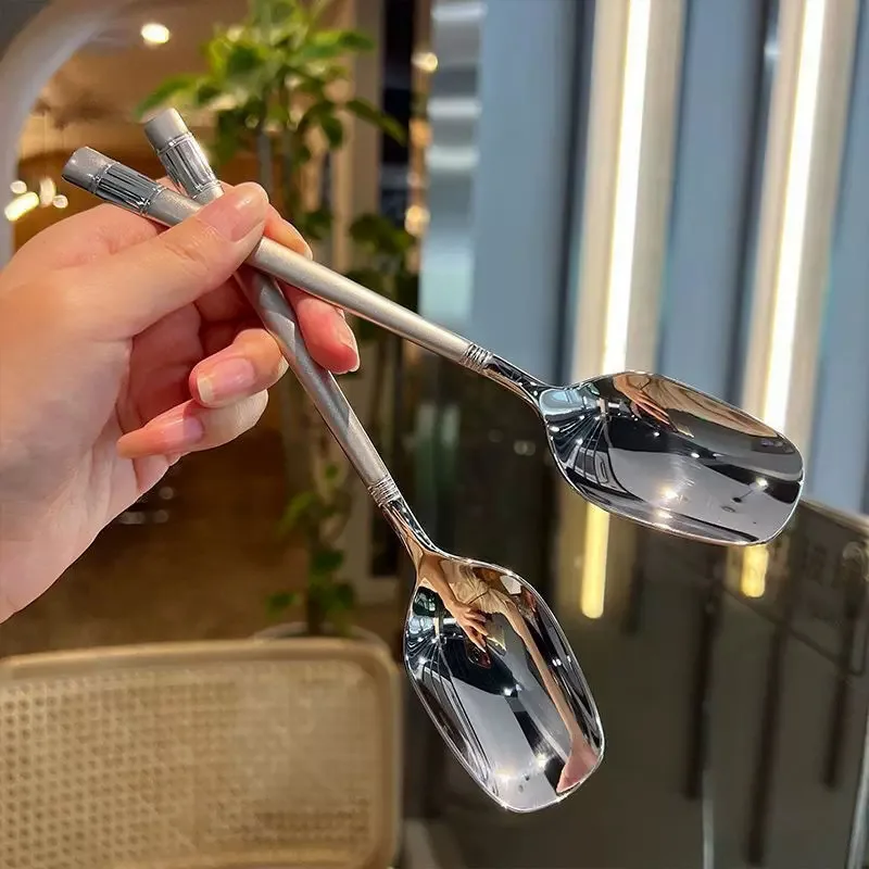 

Long Handle Ice Meal Spoon Mirror Stainless Steel Mixing Spoon Teaspoons for Dessert Honey Salad Tea Coffee Spoons Soup Ladle