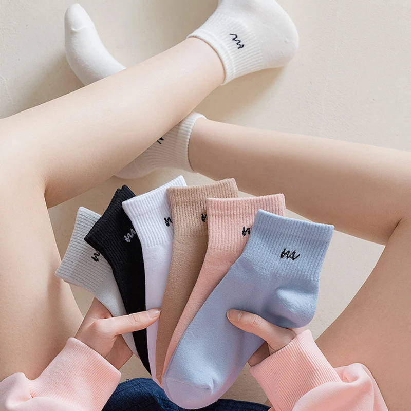 5/10 Pairs Women Letter Printed short Socks Soft Comfortable Spring and Summer Seasons Sweating Breathable Leisure Sports Socks image 2
