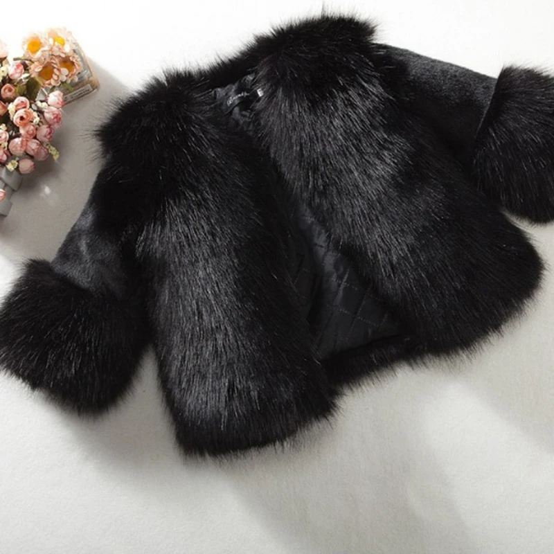 Girls Faux Fur Coat Winter Children Girls Long Sleeve Christmas Jacket Warm Kids Girls Coat Girls Outerwear Clothing