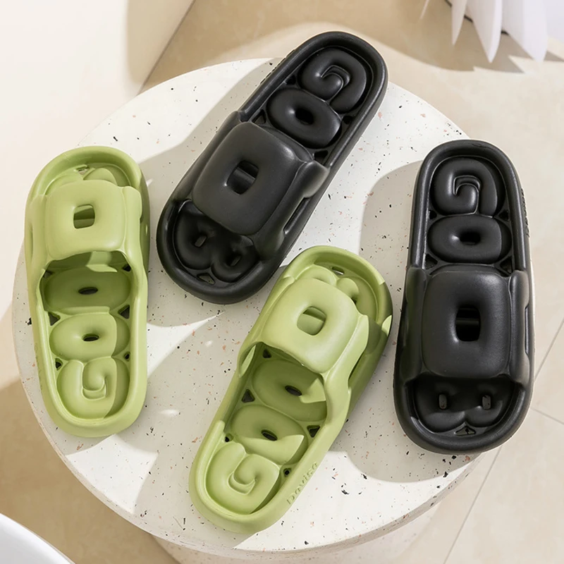 VENTACT Summer Slippers Cloud Soft Couple Slides Women Men Bathroom House Cheese Slippers Leaking Quick-drying Shower Slipper