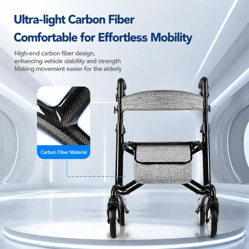 Elderly Walking Walker with Seat Pushable Mobility Aid for Seniors with Leg and Foot Inconvenience Lightweight Rollator