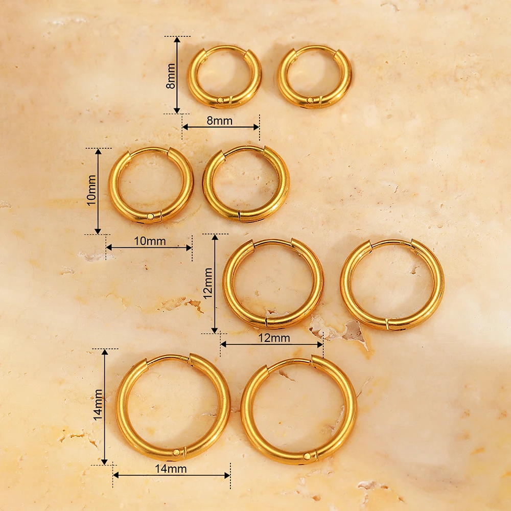 Stainless Steel Earrings 4Pairs/8Pcs Scriptures Simpler Smooth Circle Suits Small Hoop Earrings For Women Jewelry Fashion Gifts