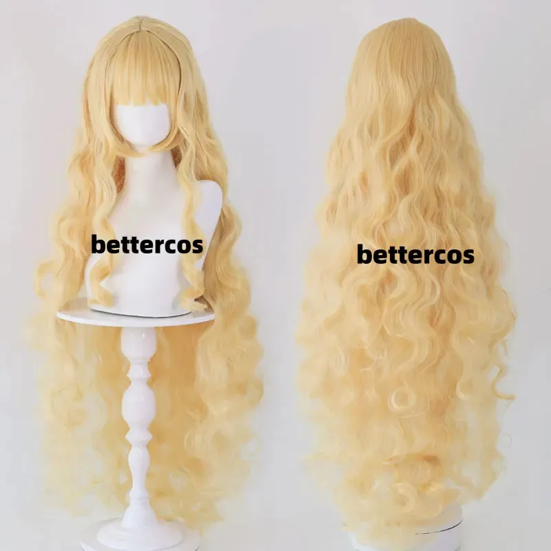 

Парик Mashiro Rima, аниме, косплей, 100 см, длинные золотые кудри, парики, термостойкие синтетические волосы, парики для Хэллоуина + бесплатная шапочка для парика