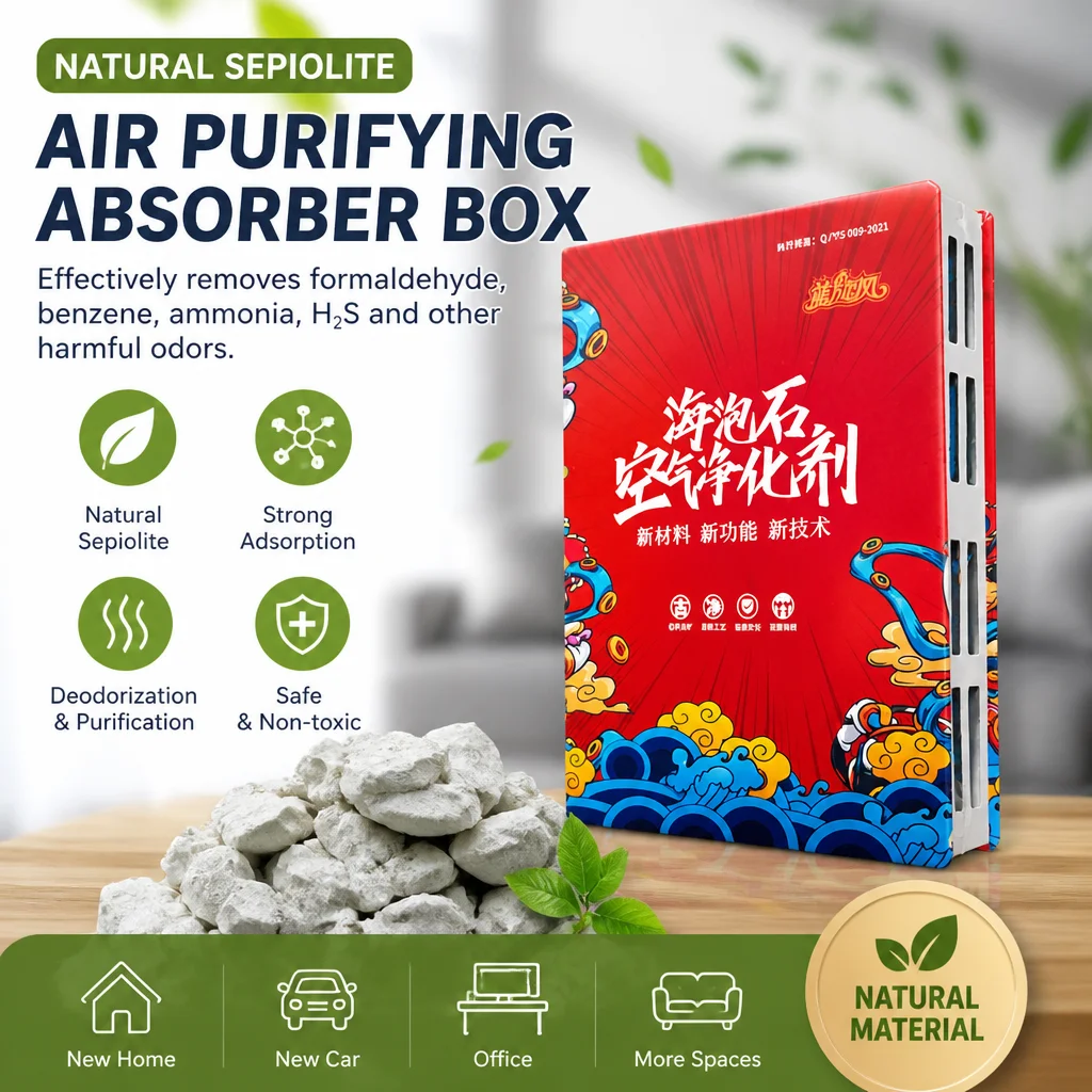 Natural Seafoam Stone Fridge Deodorizer Box, Odor Absorber Remove Fishy Moldy Smell, Refrigerator Freezer Cabinet Air Freshener