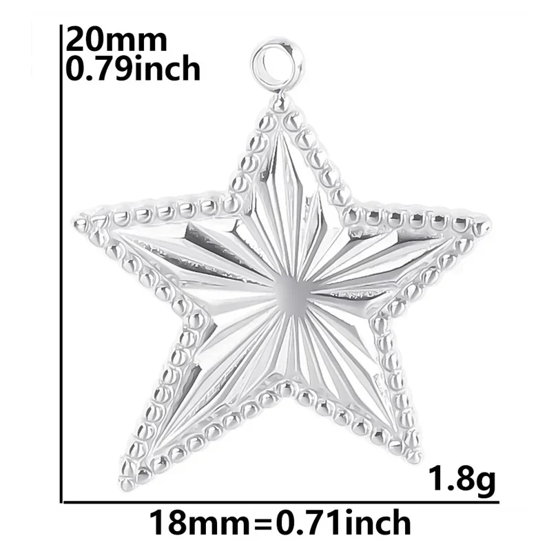 5Pcs 스테인레스 스틸 질감 스타 참 보석 만들기 귀걸이 펜던트 팔찌 목걸이 액세서리 용품 Diy 재료