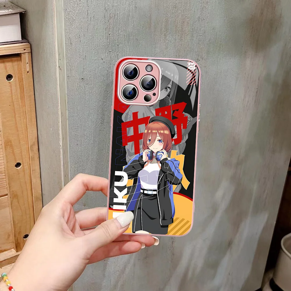 Nakano Miku Anime Phone Case Tempered Glass For Iphone 14 13 12 11 Pro Mini XS MAX 14Plus X XS XR Cover