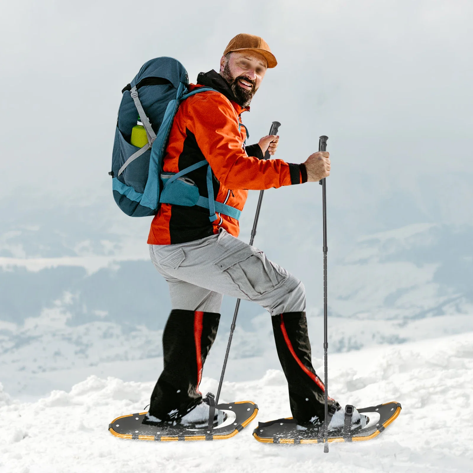 

25 Inch Snowshoes, Snowshoes& Adjuatable Trekking Poles, Snowshoes for Adults Men Women