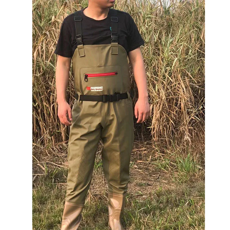 PVC Fly Fishing Waders Chest Waders Durable Outdoor Fish Overalls Pants Lure Adult Men Women River Waterproof Adjustable  Boots