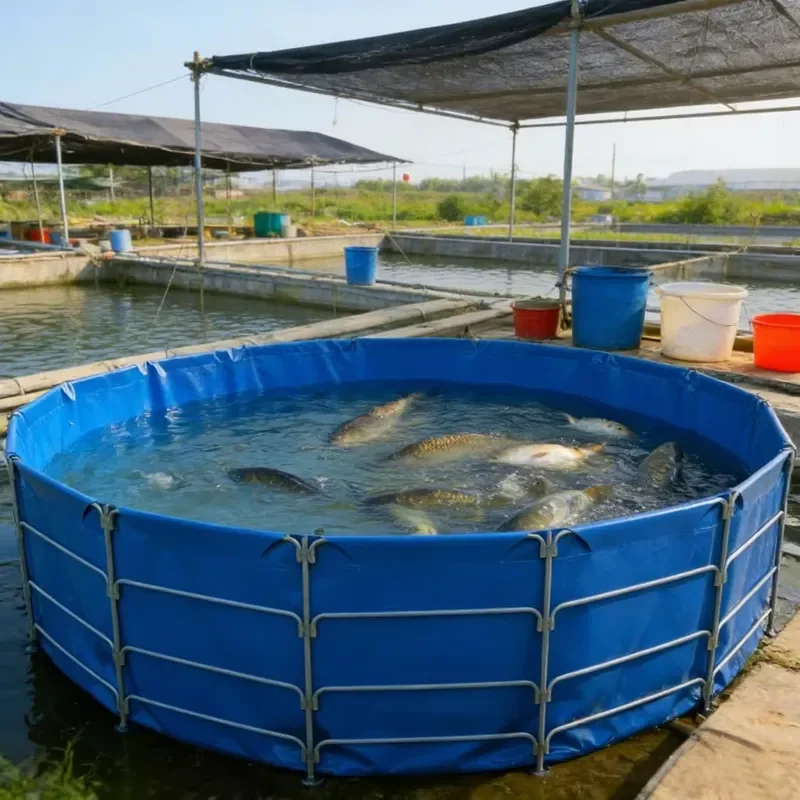 Portable Folding Steel Frame PVC Lining Galvanized Pipe Frame Water Tank for Fish Farming