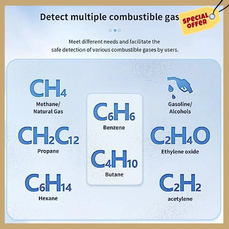 Stable Performance-1 PCS Portable Natural Gas Detector Alarm Sound Methane Hexane With LCD Screen 2 AAA Batteries For Home A