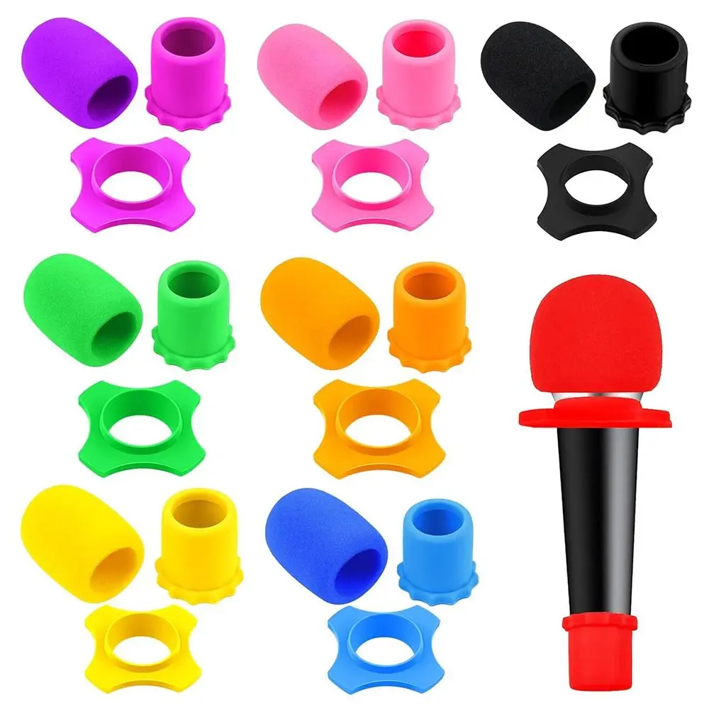 1 Set Silicone Microphone Skidproof Case Wired/Wireless Mic Anti-Slip Base Non-Skid Ring KTV Replacement Drop Resistance Circle