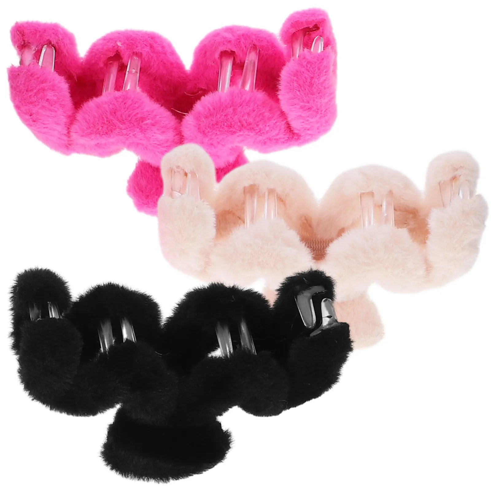 

Набор из 3 женских заколок для волос: пушистые, мягкие и удобные зажимы для различных причесок, хвостов и пучков, модный образ для любого случая