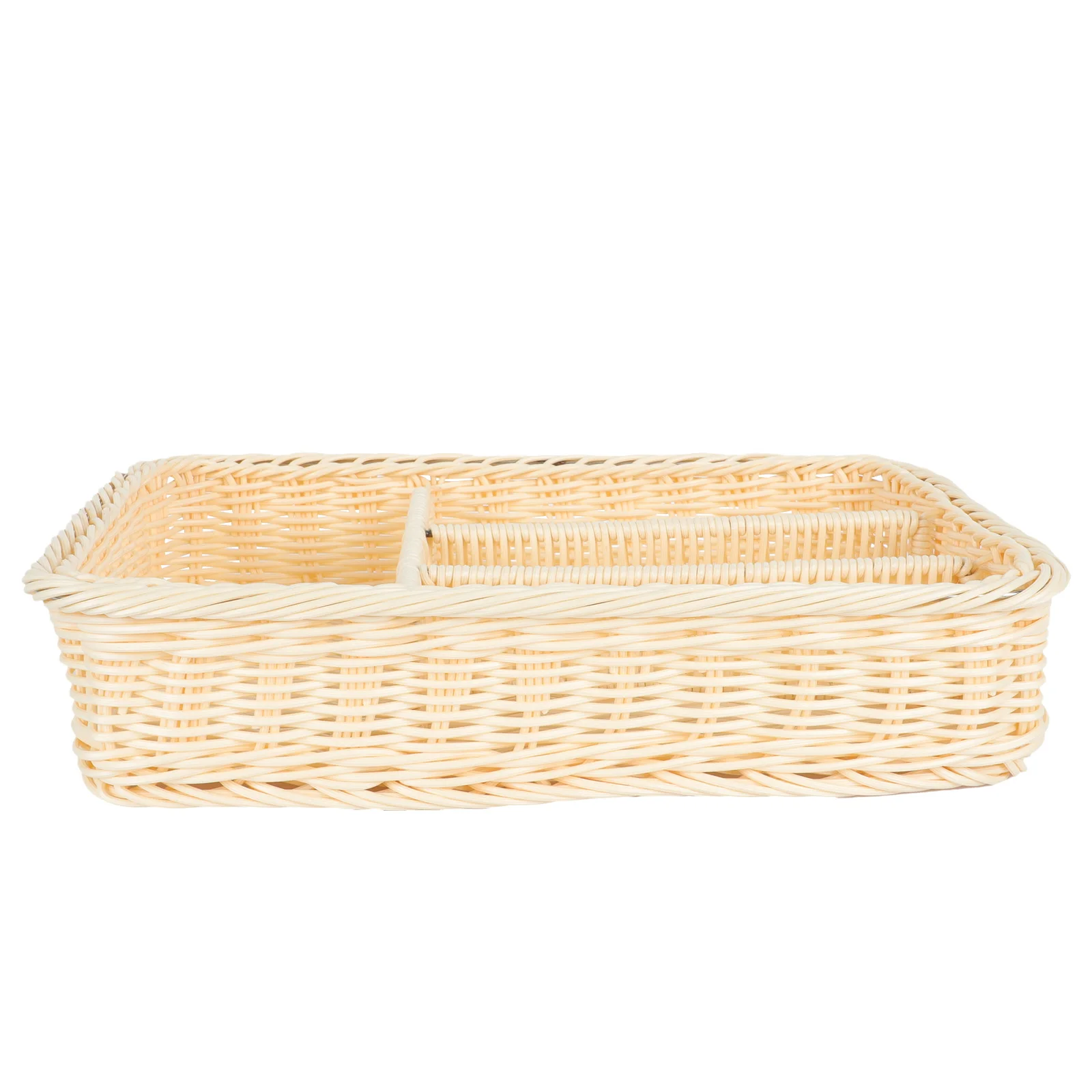 

Desktop Storage Basket Rattan Tray Woven Box Cutlery Organizer Container Pp Home Use Rectangular Imitation Kitchenware