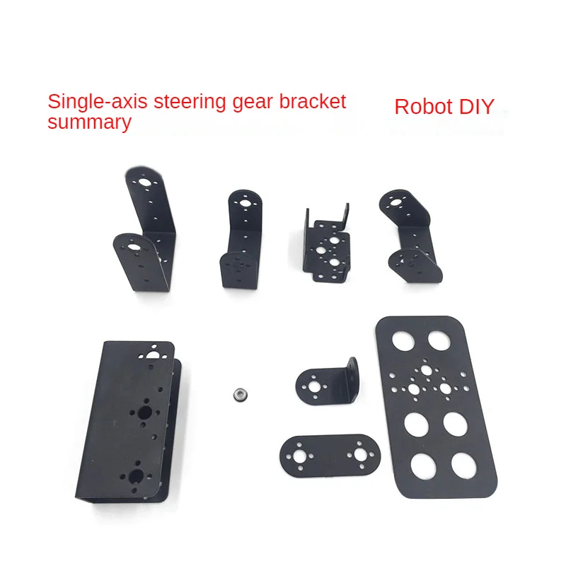 Black Single-Axis Servo Bracket DIY Robot Manipulator Claw Multi-Function Oblique U-Shaped L-Shaped Beam Bearing Robot Arm Parts