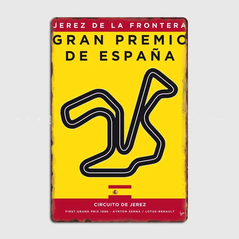 Jerez De La Frontera Spanish Grand Prix F1 Race Track Metal Poster Sign Club Custom Wall Decor Tin Sign Room Decor Home Decor