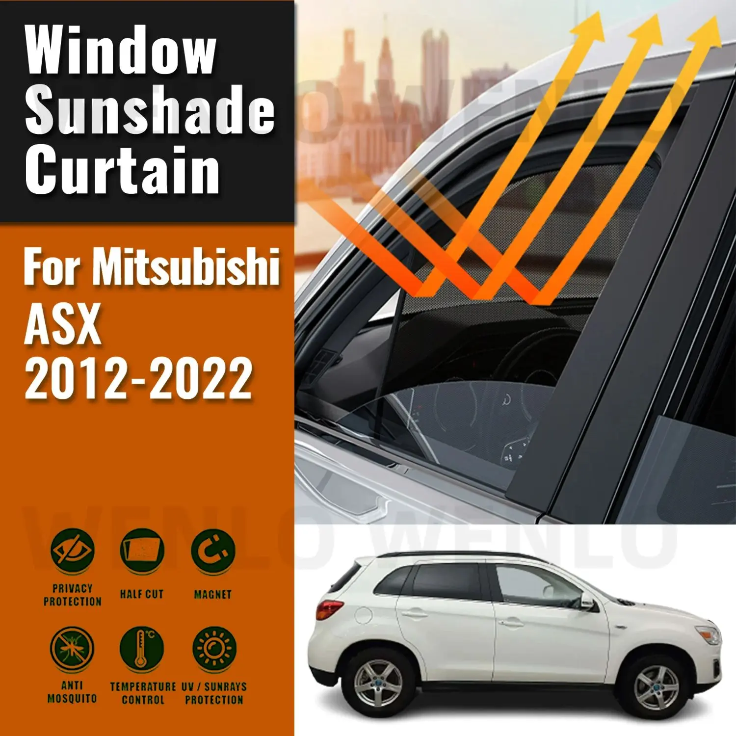 

For Mitsubishi ASX Outlander Sport 2022 2021-2012 Magnetic Car Sunshade Front Windshield Mesh Curtain Rear Side Window Sun Shade