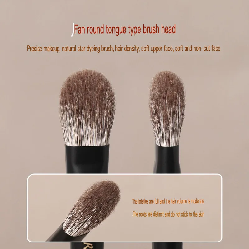 Anti-aging T82 Contactor Brush, Blush Brush, Soft Animal Bristles, Portable Soft-bristled Flat Round Tongue-shaped Makeup Brush