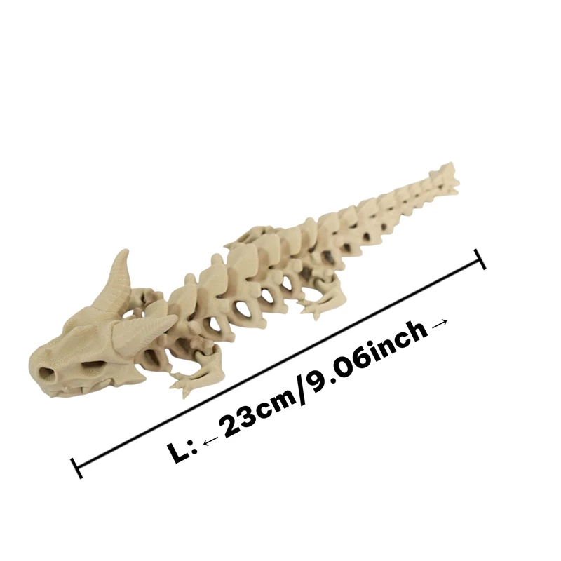 A 3D Printed Dragon Skull Ram Horn Articulated Skeleton Figurine Movable Gothic Home Table Decor For Collectors Halloween Party