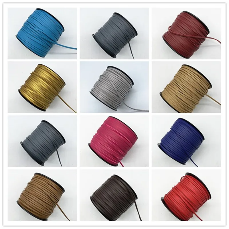 5yards 3mm Flat Faux Suede Braided Leather Lace Cord Korean Velvet Leather Handmade Thread String Rope for Jewelry Making