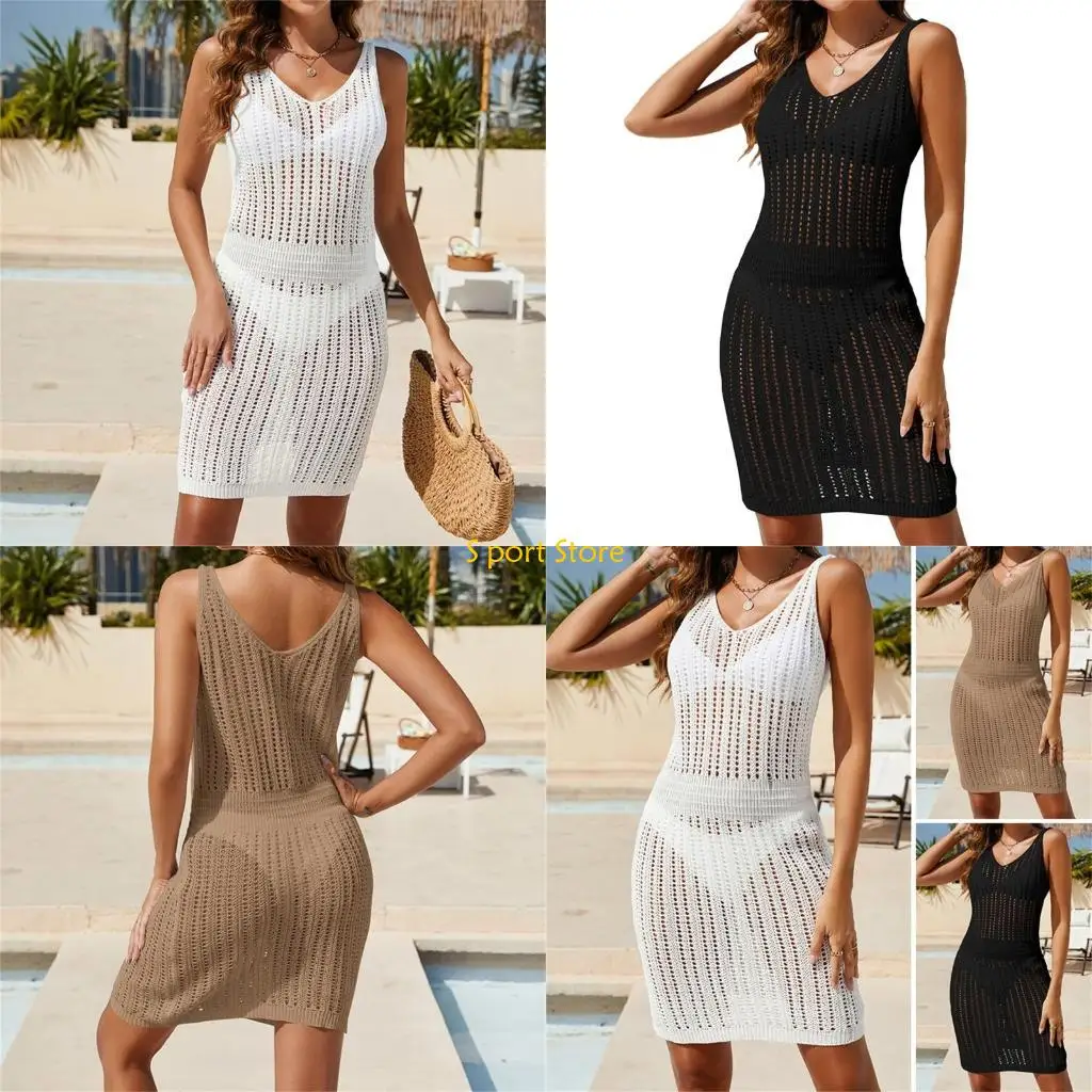 

U2JB Beach Swimsuit Cover Up Crochet Bikinis Coverups Swimwear Cover Up Dress for Women Summer Pool Cruising Beach SPA