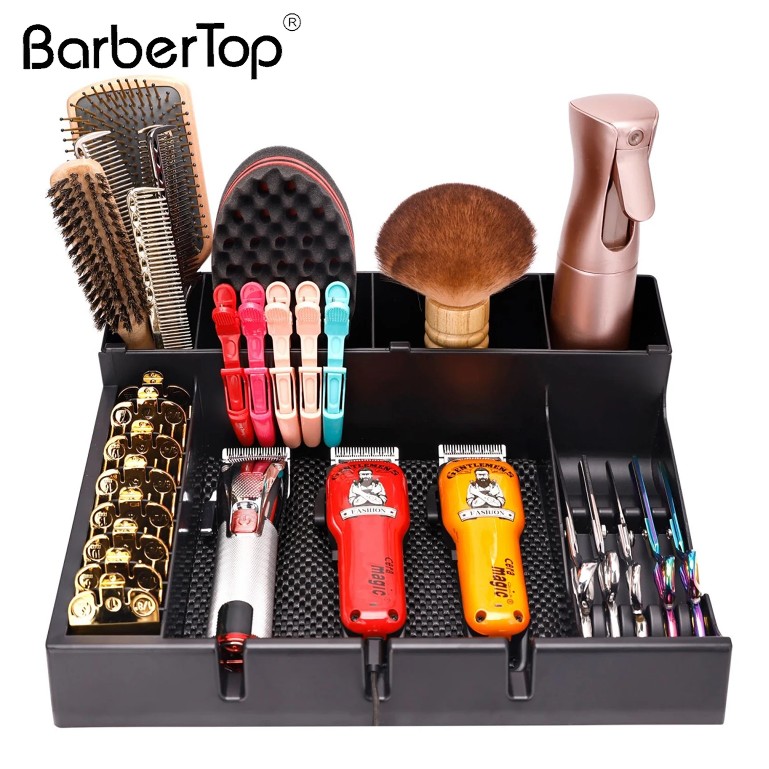 Barber Electric Clipper Tray Professional  Anti-slip Hairdresser Trimmer Organizer Non-slip Socket Display Stand Tools Case Box